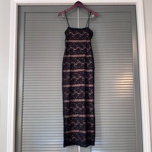 Vintage 90s Black Lace Maxi Dress
